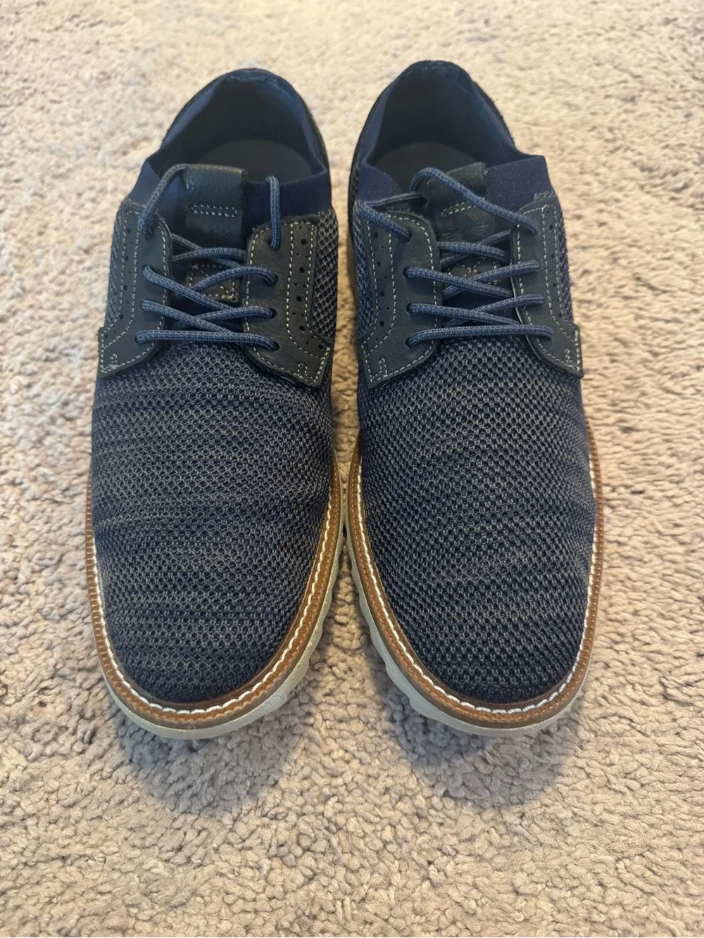 Men's Navy Casual Knit Lace-Up Shoes